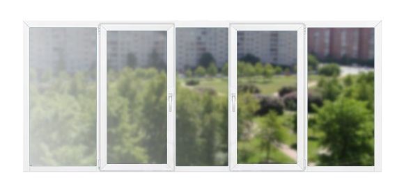 Пятистворчатые рама ПВХ на балкон 600×140 Brusbox 60